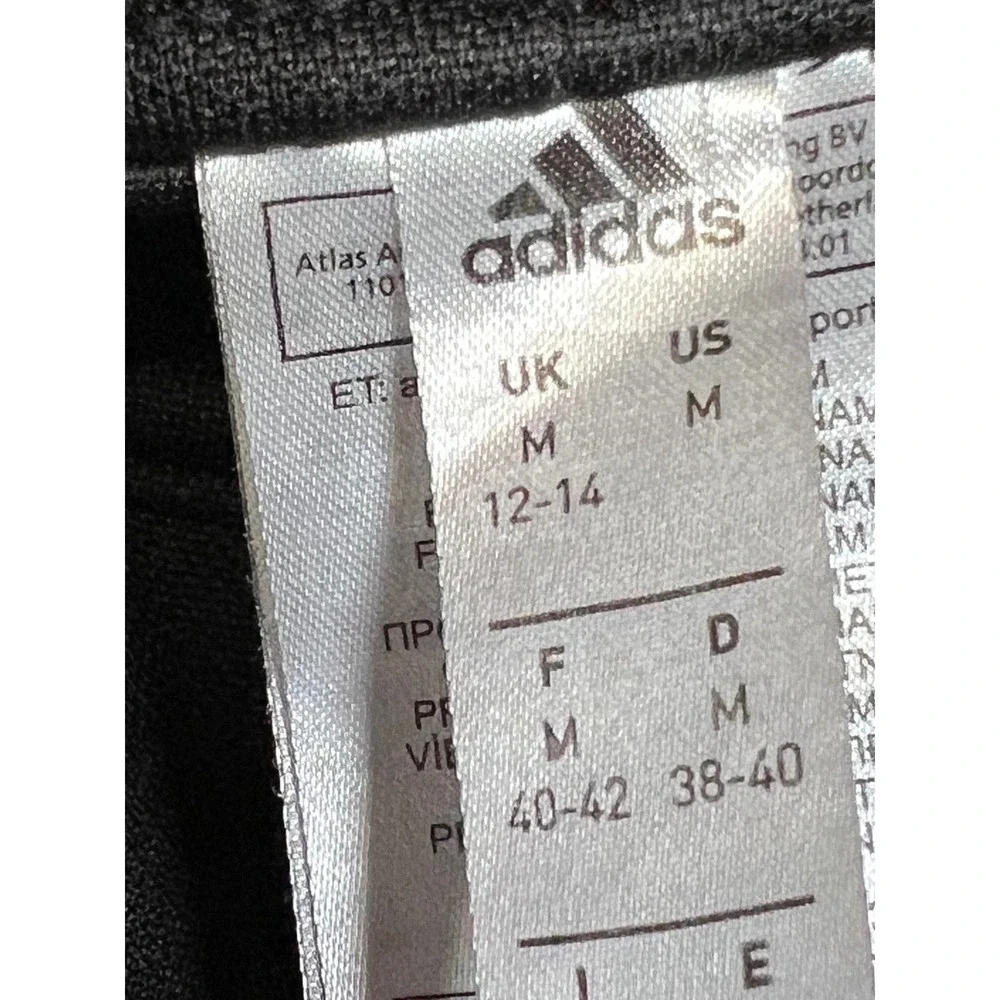 Adidas Mens Track Pants Tape Side Stripe Medium Black Tapered Joggers Active